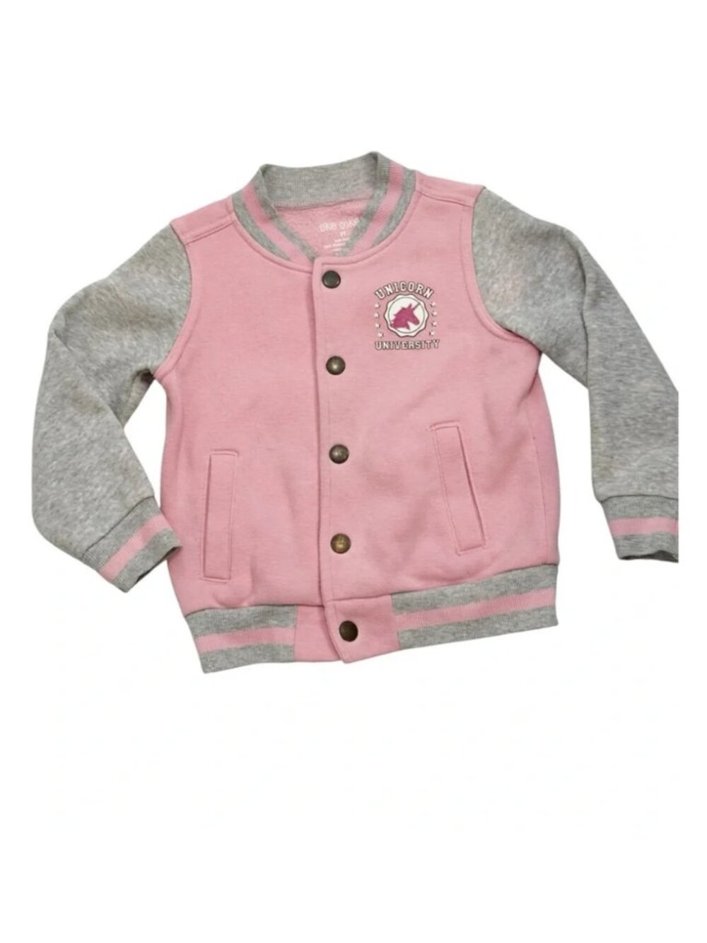 Okie Dokie Toddler Girls Pink Grey Terry Cloth Bomber Jacket 3T